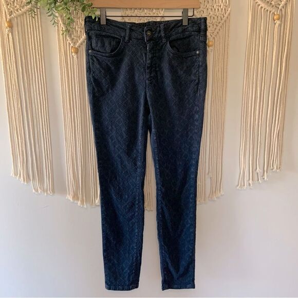 ANTHROPOLOGIE Pilcro & The Letterpress Navy Script High Rise Skinny Pants 28 - Picture 4 of 16